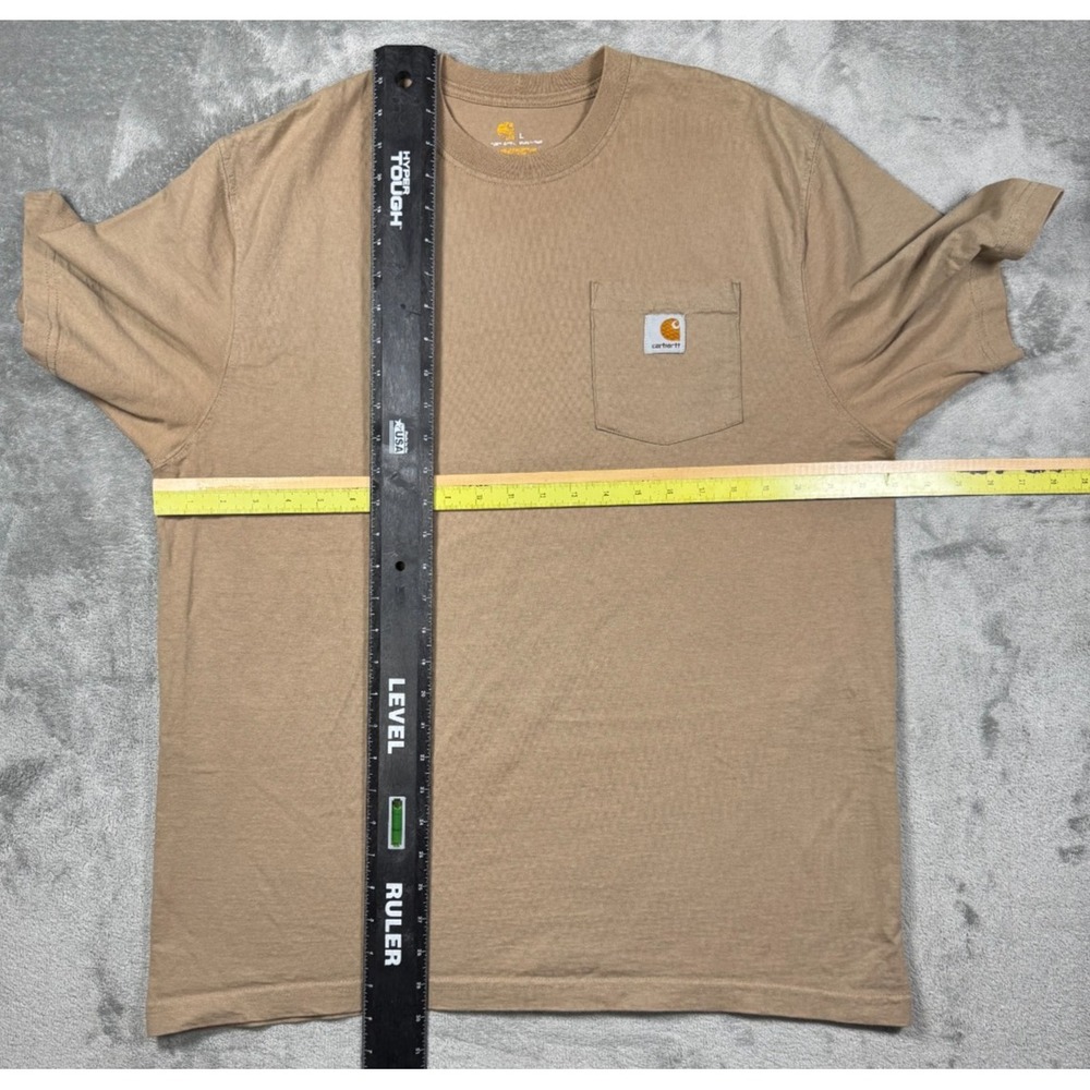 Carhartt Shirt Mens Large Beige K87 Pocket Logo Heavyweight Workwear T-Shirt Tee - Picture 2 of 11